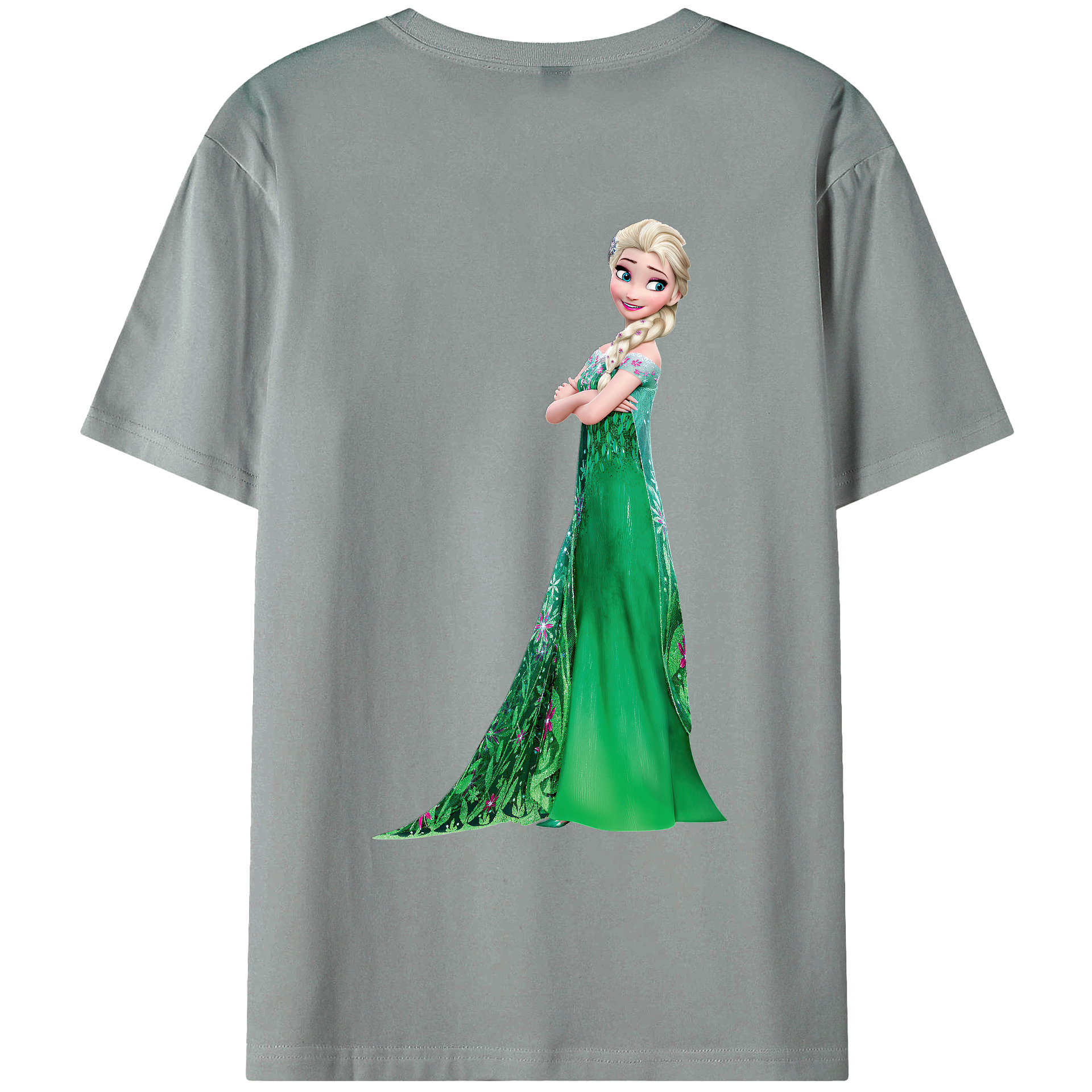 （画像用） アナと雪の女王 アンナ エルサ Frozen Anna Elsa 綿100％ メンズ半袖Tシャツ（バックプリント） 通気性